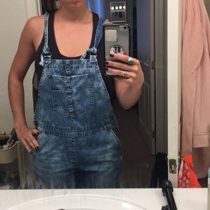 Denim tie overalls NWOT